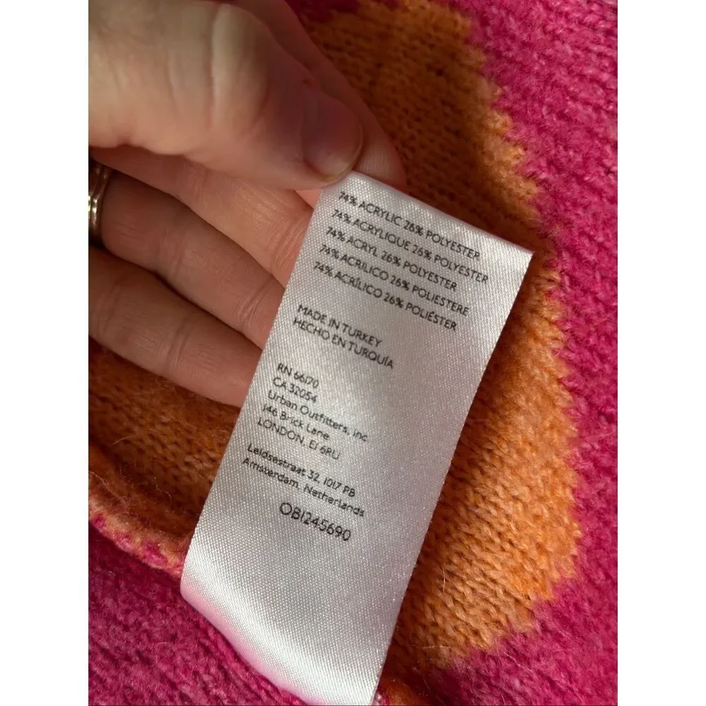 Maeve Anthropologie Cardigan Sweater Heart Open Oversize Orange Pink XS Small‎